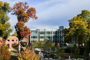UTC Library surrounded by fall foliage